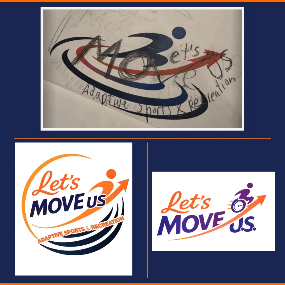 Early pencil sketches and iterations of the Let's Move US logo figures